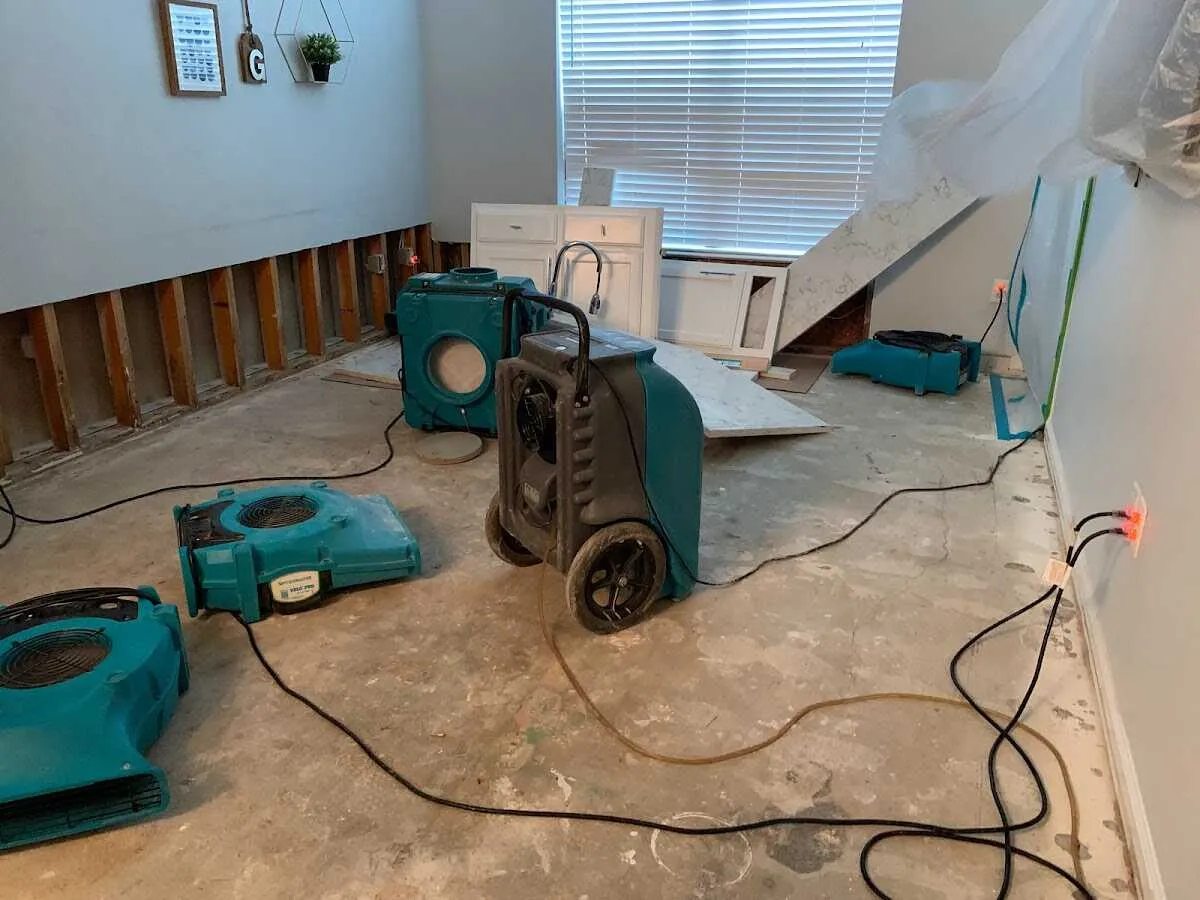 Dehumidifier in flood-cut room for Water Damage Restoration in Alcoa